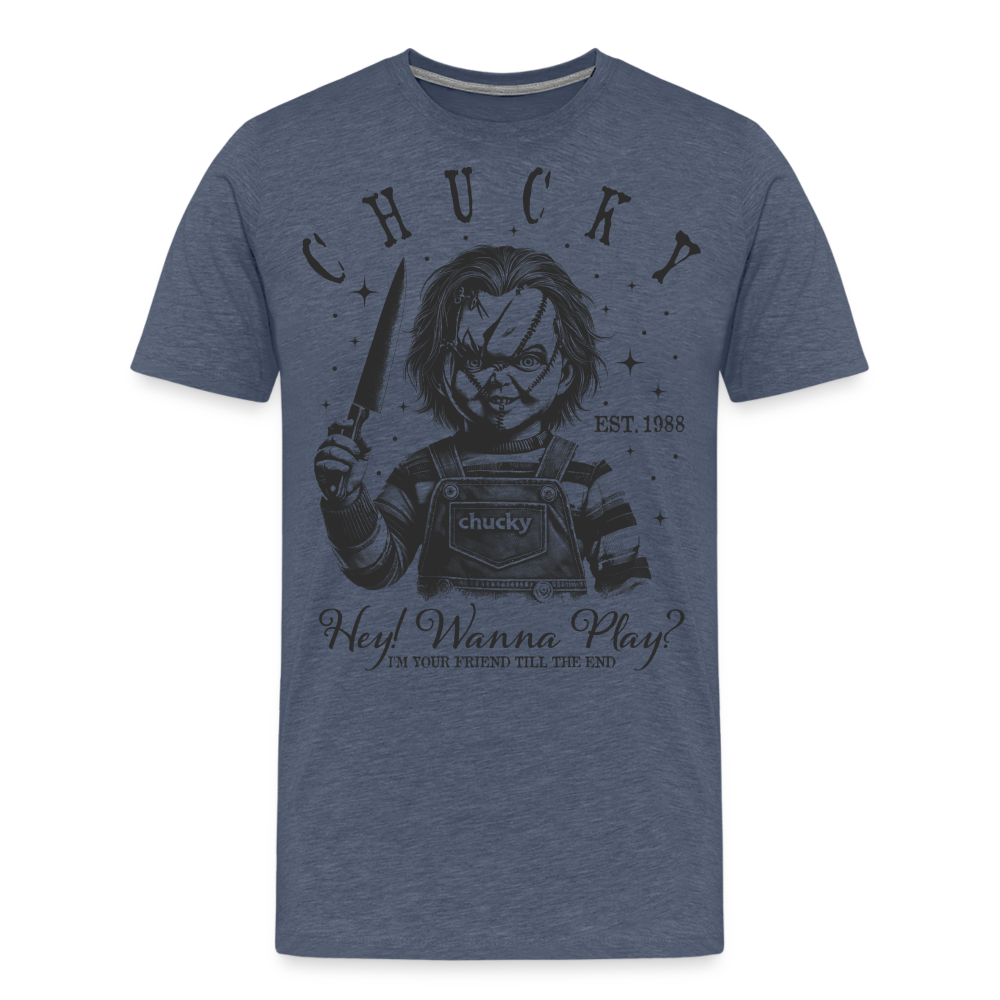 Chucky Halloween Horror Premium T-Shirt Herren - Blau meliert