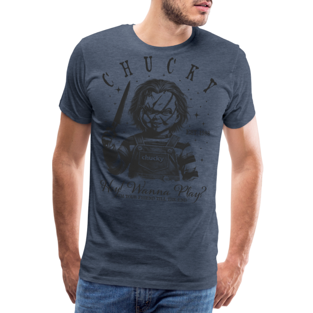 Chucky Halloween Horror Premium T-Shirt Herren - Blau meliert