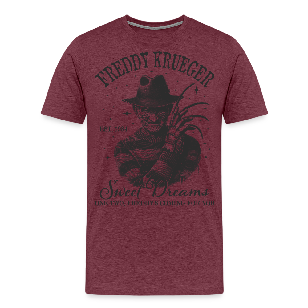 Freddy Halloween Horror Premium T-Shirt Herren - Bordeauxrot meliert