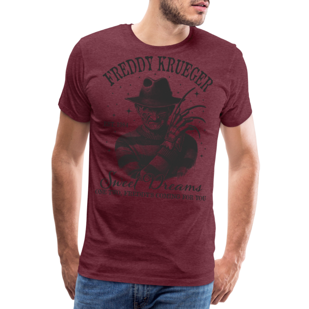 Freddy Halloween Horror Premium T-Shirt Herren - Bordeauxrot meliert