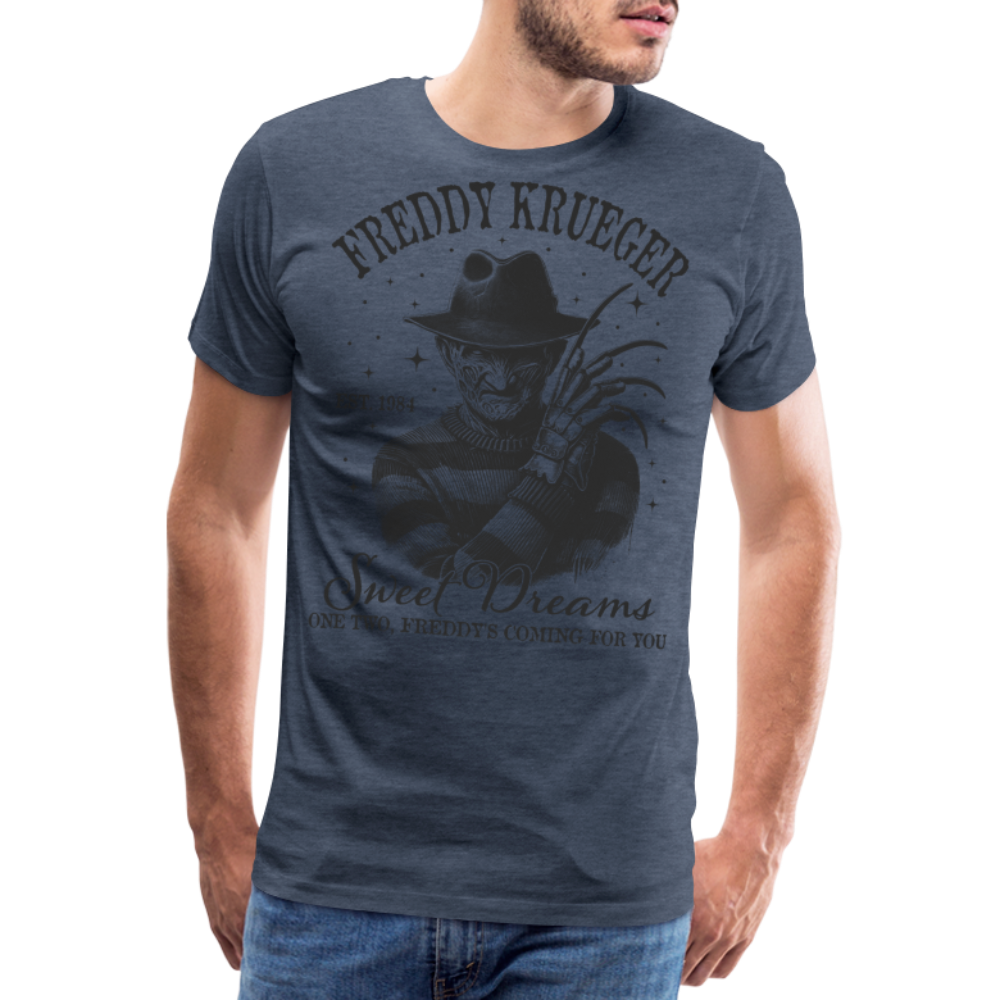 Freddy Halloween Horror Premium T-Shirt Herren - Blau meliert