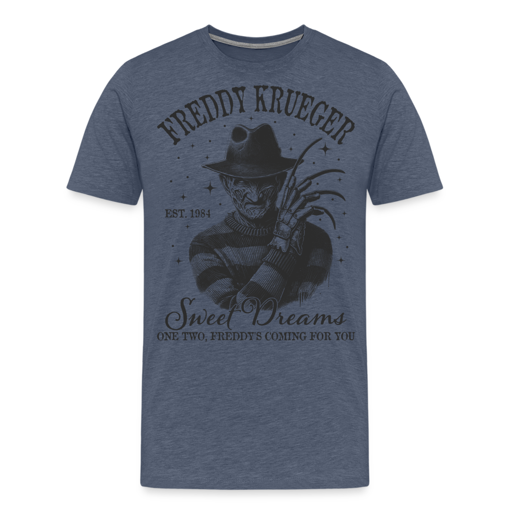 Freddy Halloween Horror Premium T-Shirt Herren - Blau meliert