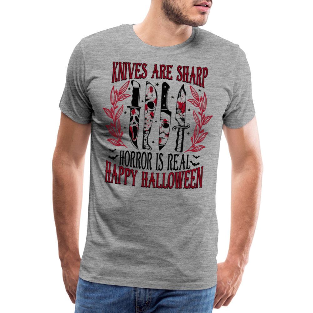 Horror is real Halloween Horror Premium T-Shirt Herren - Grau meliert