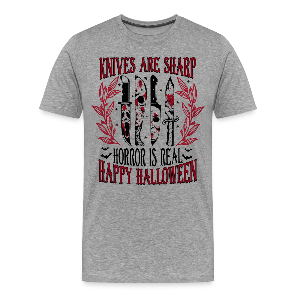 Horror is real Halloween Horror Premium T-Shirt Herren - Grau meliert