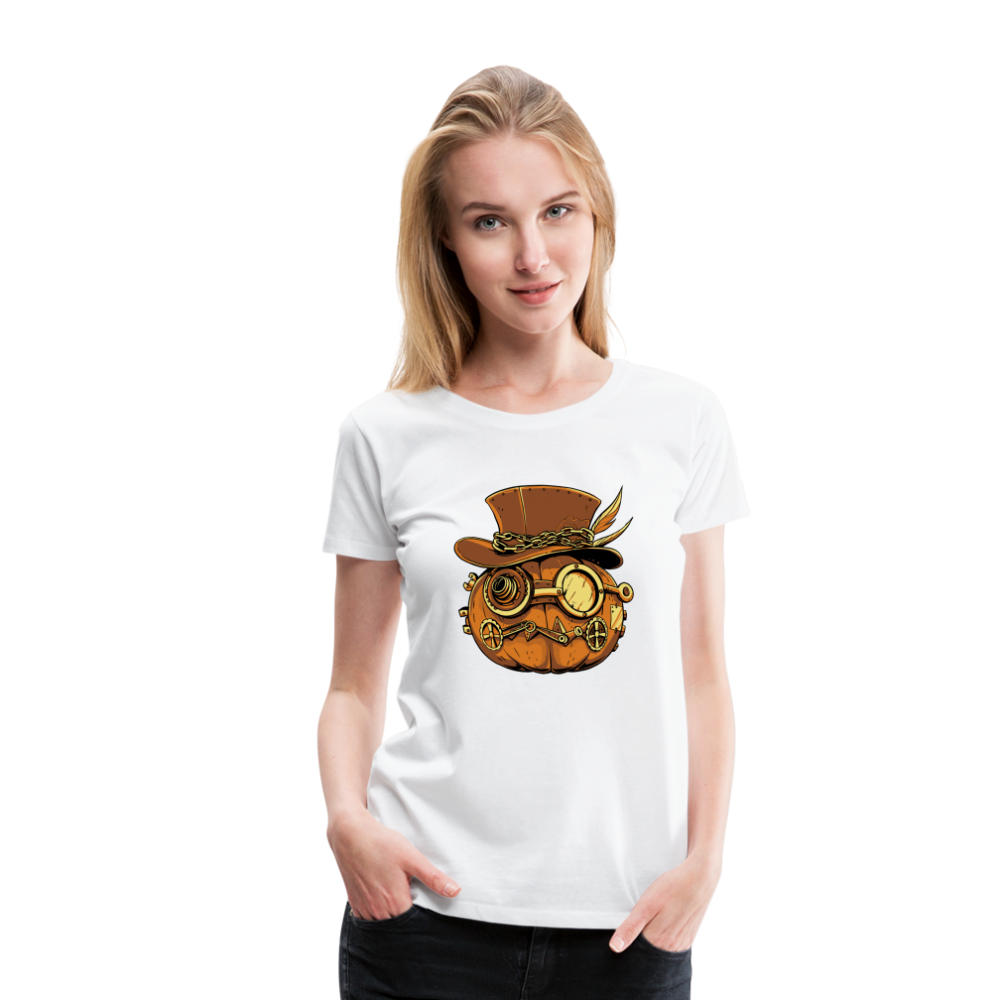 Steampunk Pumpkin Halloween Horror Premium T-Shirt Damen - Weiß