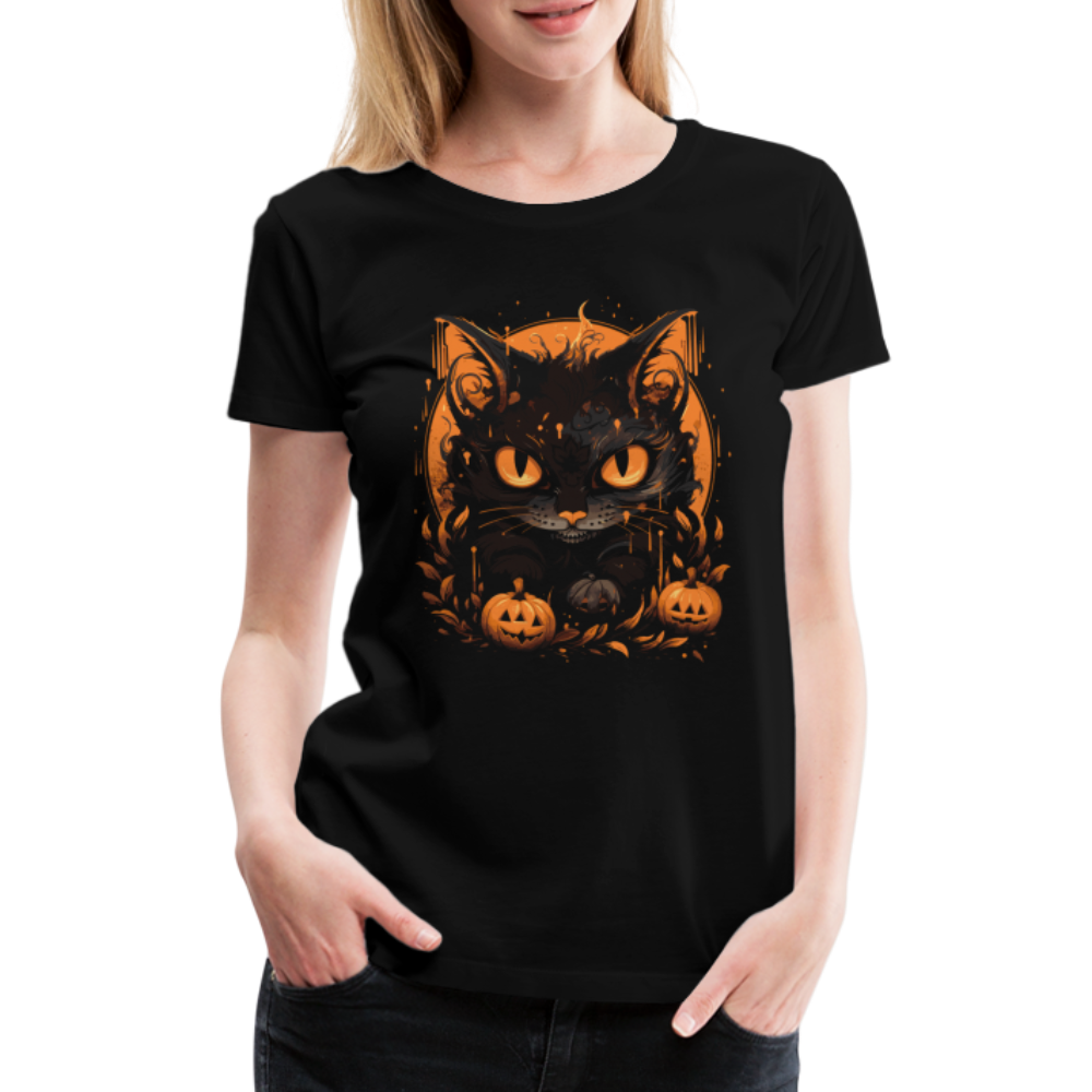 Halloween Cat Horror Premium T-Shirt Damen - Schwarz