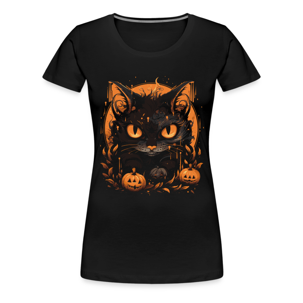 Halloween Cat Horror Premium T-Shirt Damen - Schwarz