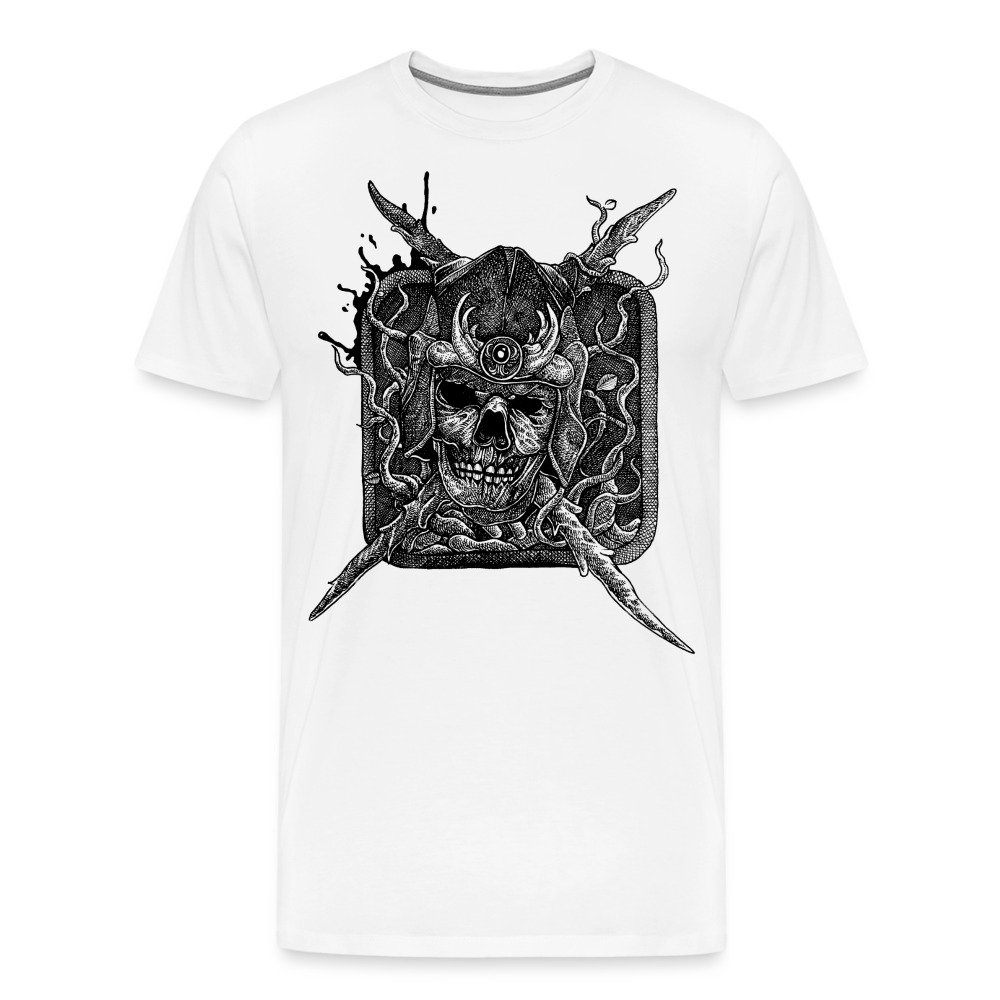 DEAD KNIGHT Skull Totenkopf Premium T-Shirt Herren - Weiß