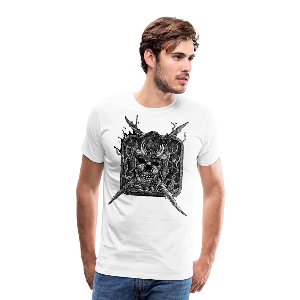 DEAD KNIGHT Skull Totenkopf Premium T-Shirt Herren - Weiß