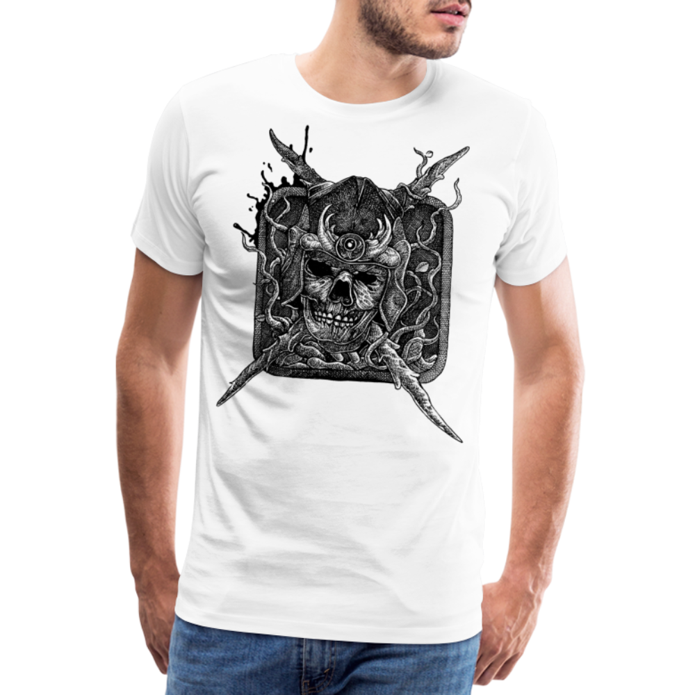 DEAD KNIGHT Skull Totenkopf Premium T-Shirt Herren - Weiß