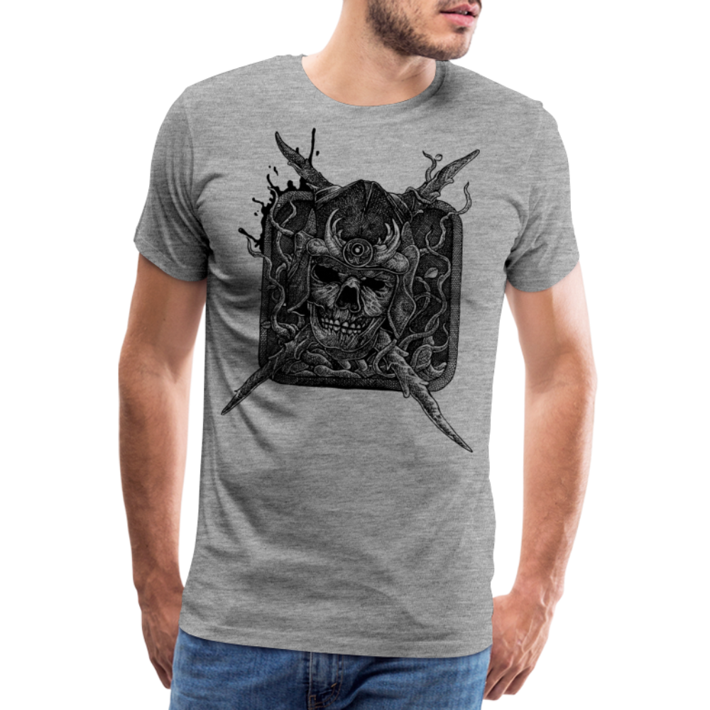 DEAD KNIGHT Skull Totenkopf Premium T-Shirt Herren - Grau meliert