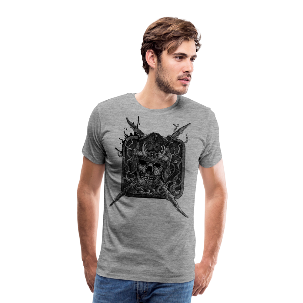 DEAD KNIGHT Skull Totenkopf Premium T-Shirt Herren - Grau meliert