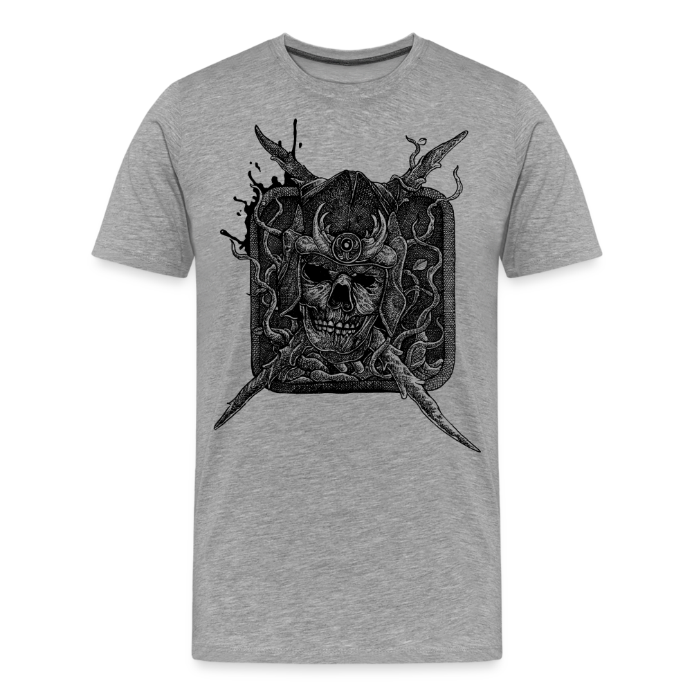 DEAD KNIGHT Skull Totenkopf Premium T-Shirt Herren - Grau meliert