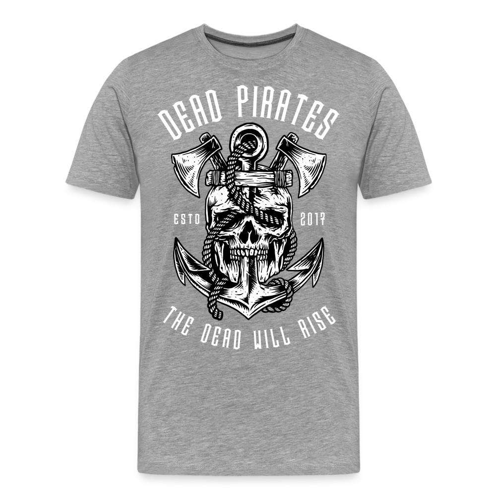 DEAD PIRATES Skull Totenkopf Premium T-Shirt Herren - Grau meliert