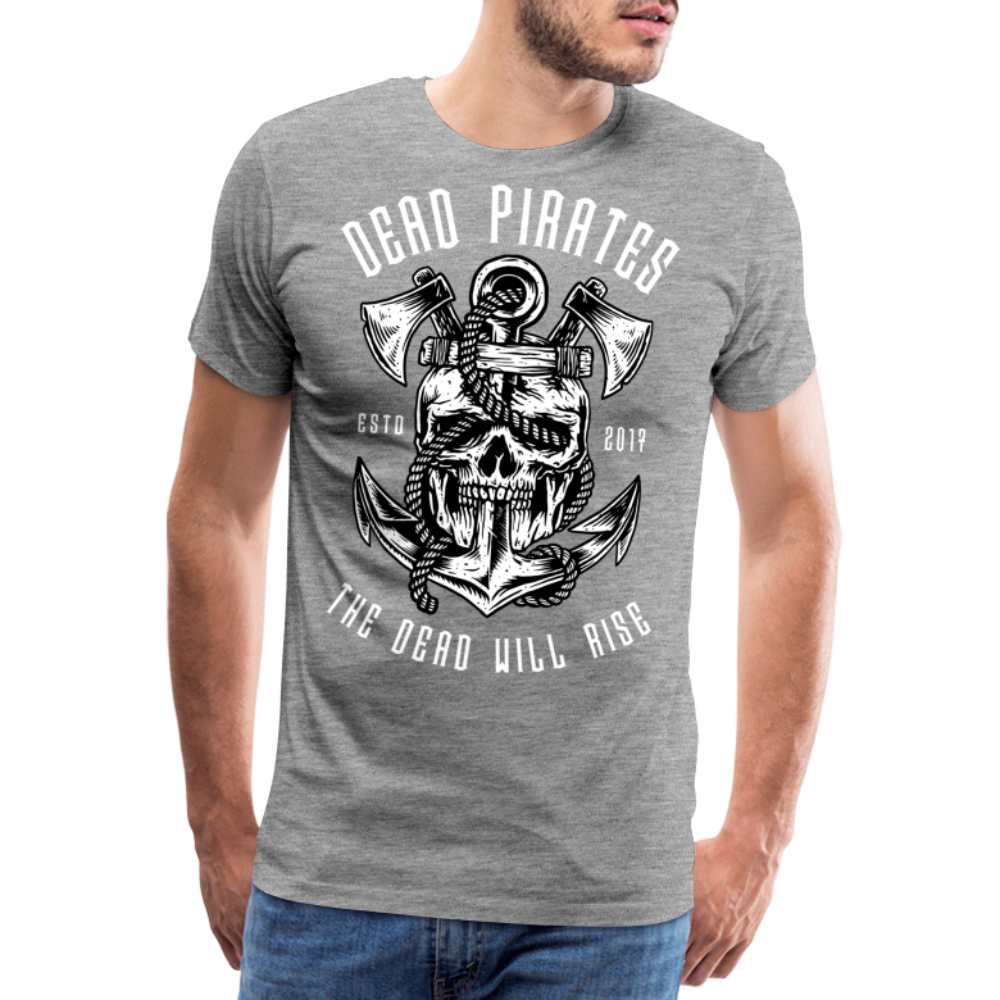 DEAD PIRATES Skull Totenkopf Premium T-Shirt Herren - Grau meliert