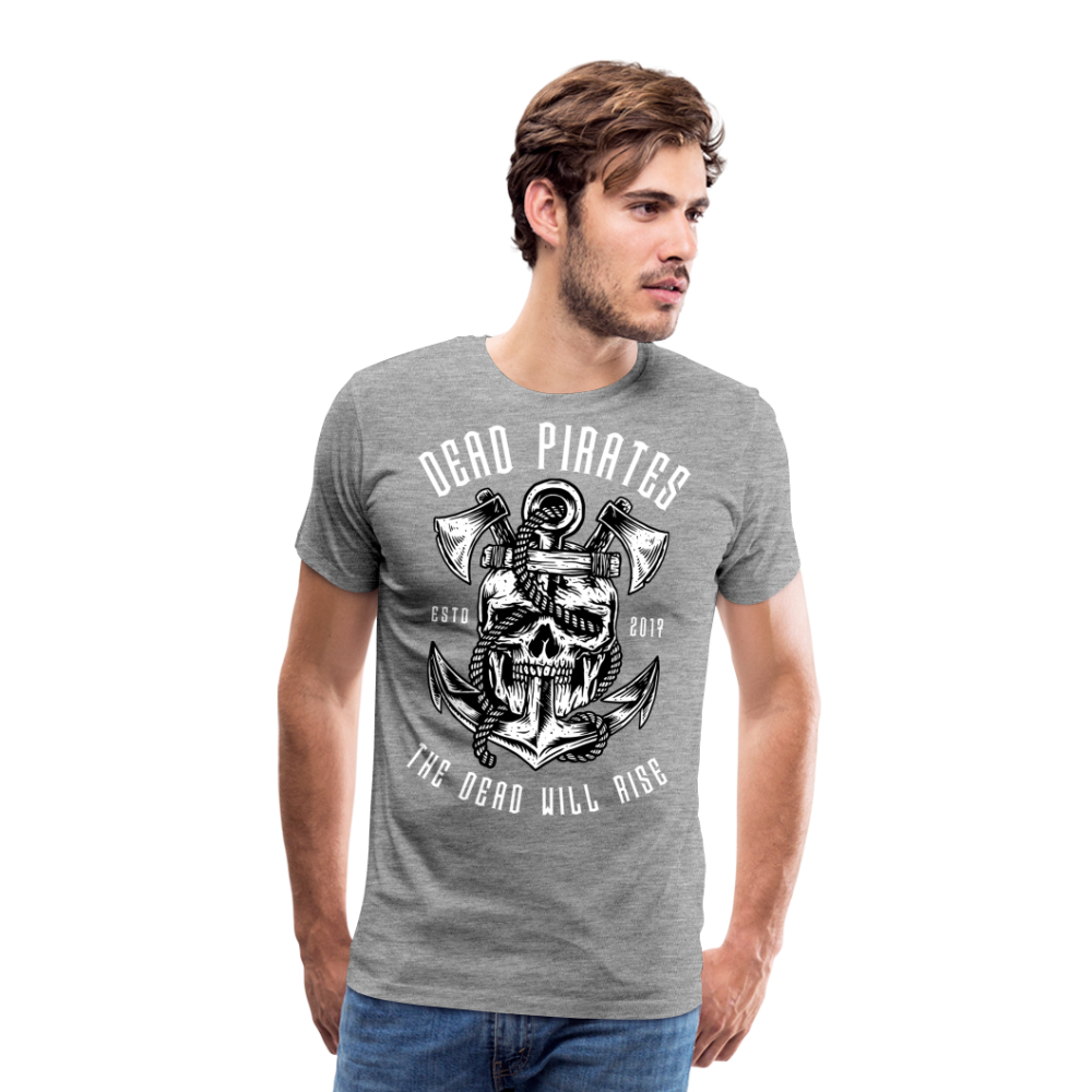 DEAD PIRATES Skull Totenkopf Premium T-Shirt Herren - Grau meliert