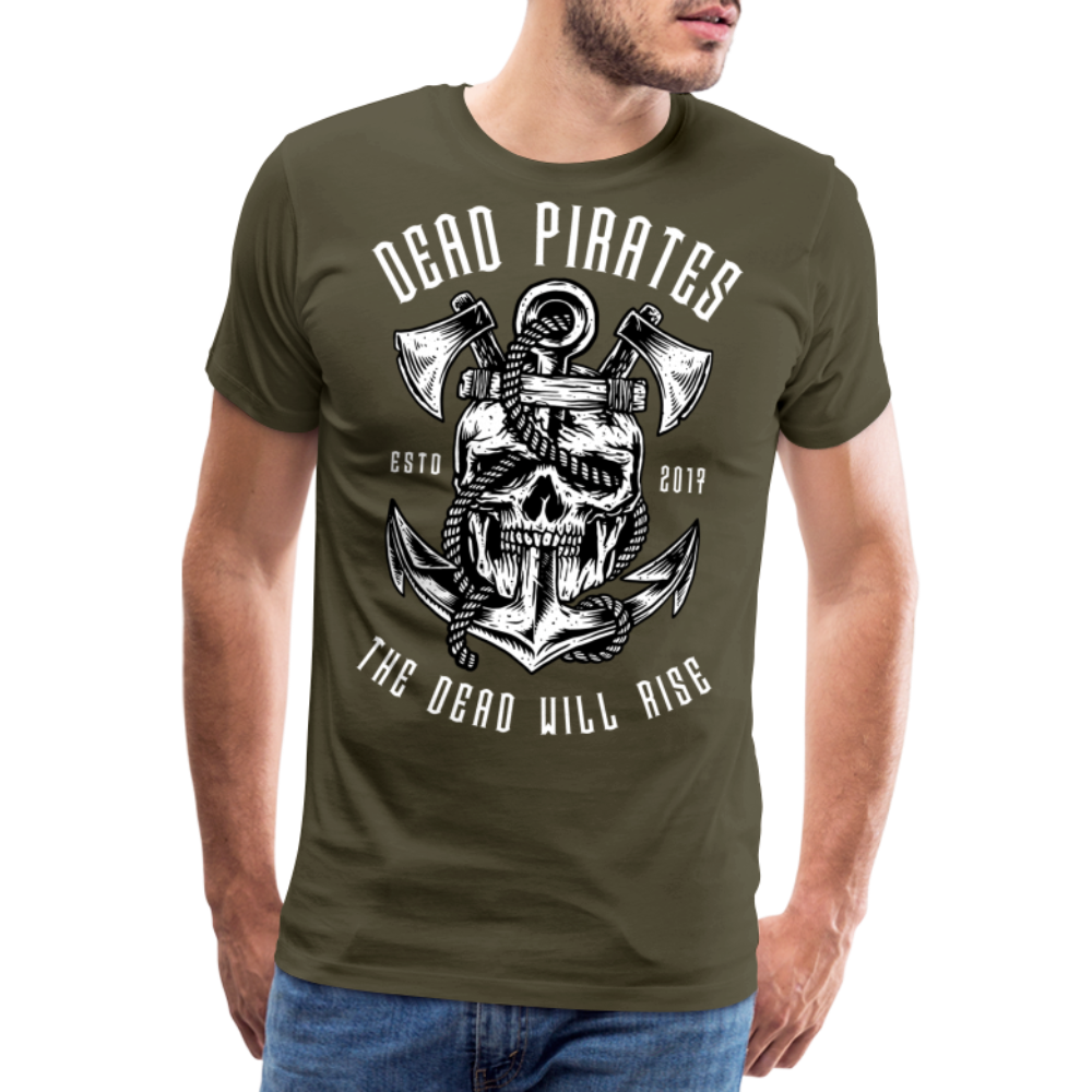 DEAD PIRATES Skull Totenkopf Premium T-Shirt Herren - Khaki