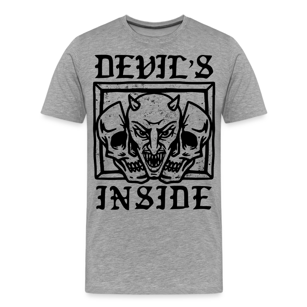 DEVILS INSIDE Skull Totenkopf Premium T-Shirt Herren - Grau meliert