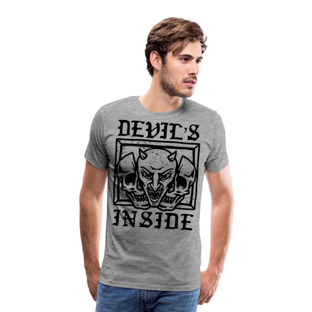 DEVILS INSIDE Skull Totenkopf Premium T-Shirt Herren - Grau meliert