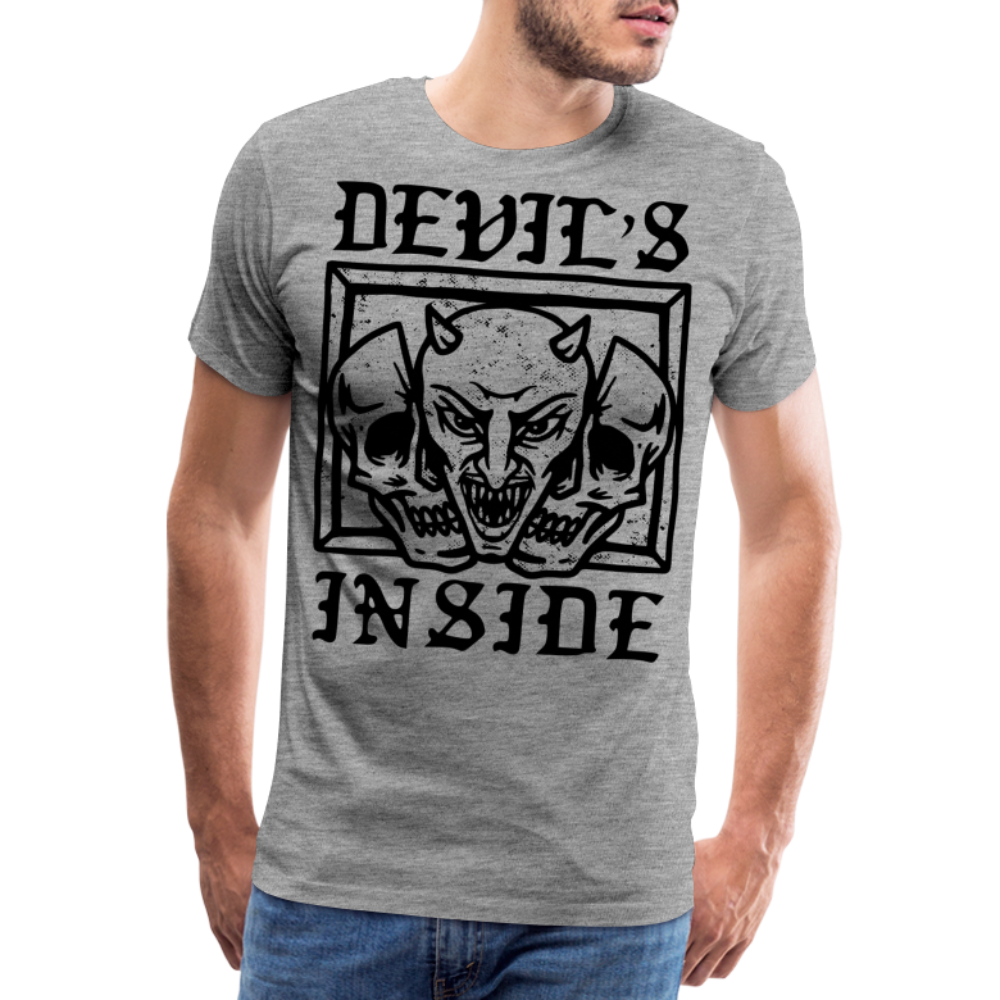 DEVILS INSIDE Skull Totenkopf Premium T-Shirt Herren - Grau meliert