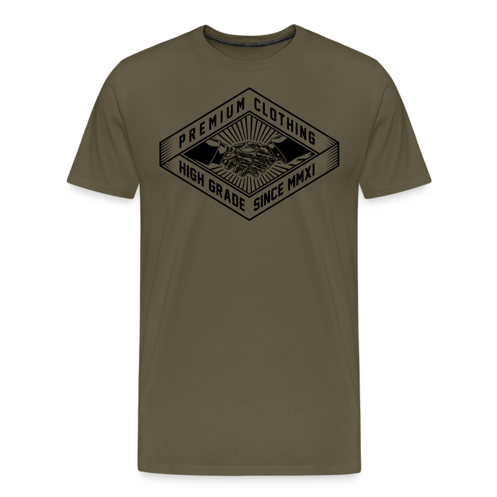 Devil shake Hand Skull Totenkopf Premium T-Shirt Herren - Khaki