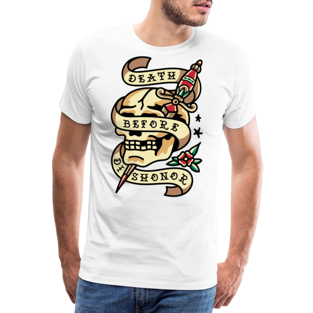 DISHONOR Skull Totenkopf Premium T-Shirt Herren - Weiß