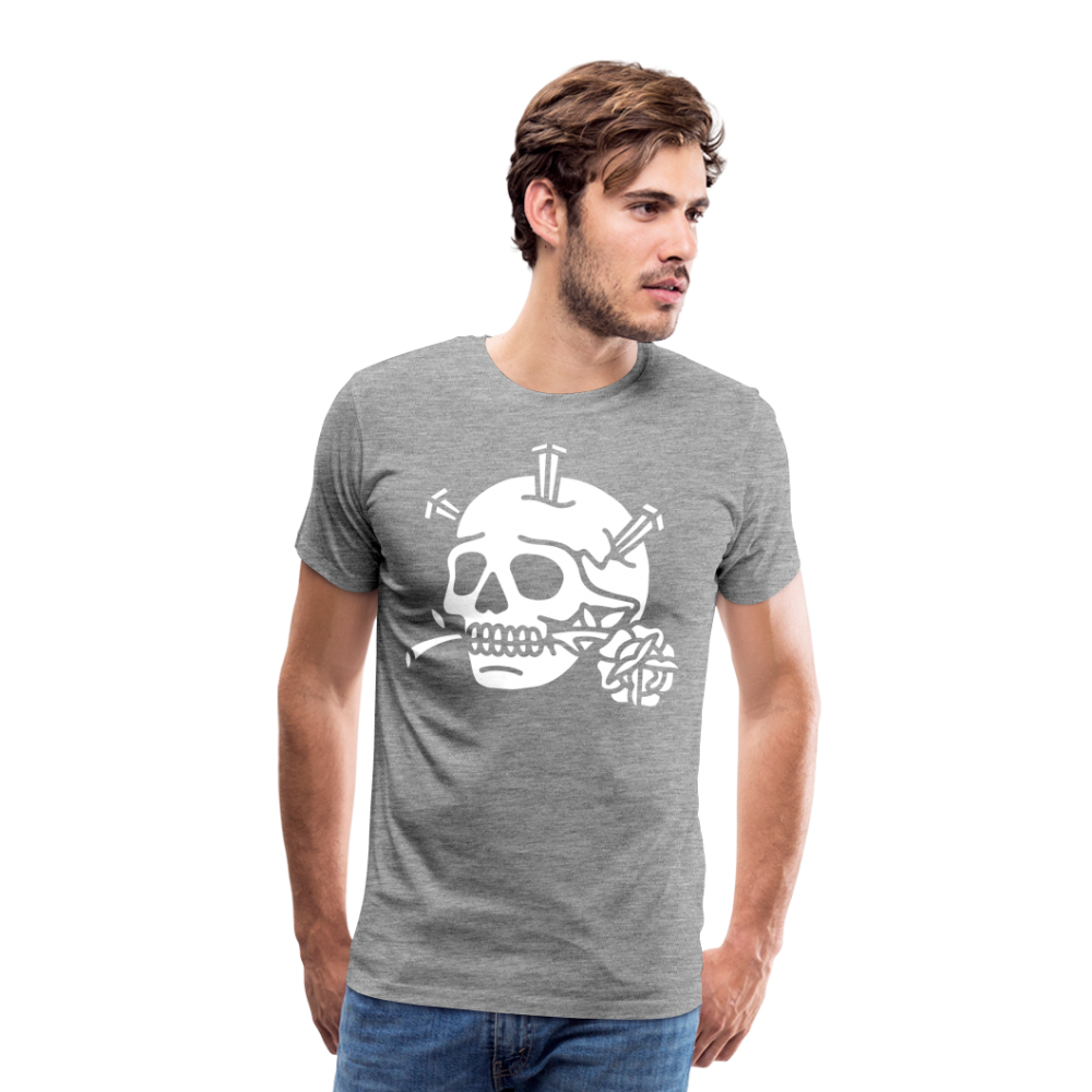 ROMANTIC Skull Totenkopf Premium T-Shirt Herren - Grau meliert