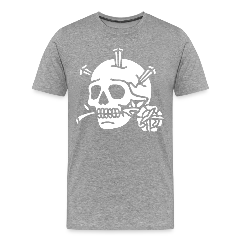 ROMANTIC Skull Totenkopf Premium T-Shirt Herren - Grau meliert