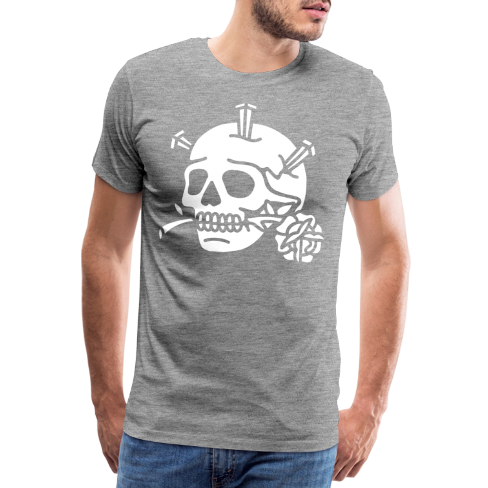 ROMANTIC Skull Totenkopf Premium T-Shirt Herren - Grau meliert