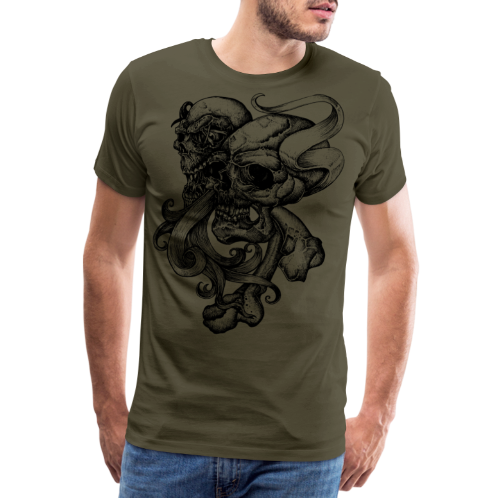 SILENCE Skull Totenkopf Premium T-Shirt Herren - Khaki