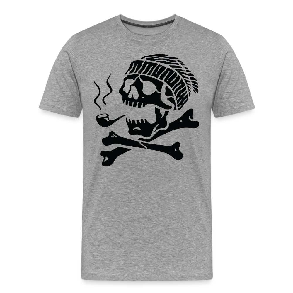 LARRY POTTER Skull Totenkopf Premium T-Shirt Herren - Grau meliert