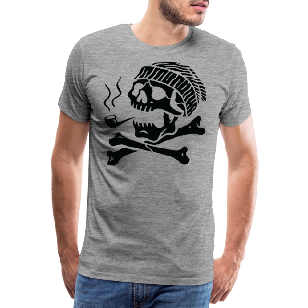 LARRY POTTER Skull Totenkopf Premium T-Shirt Herren - Grau meliert