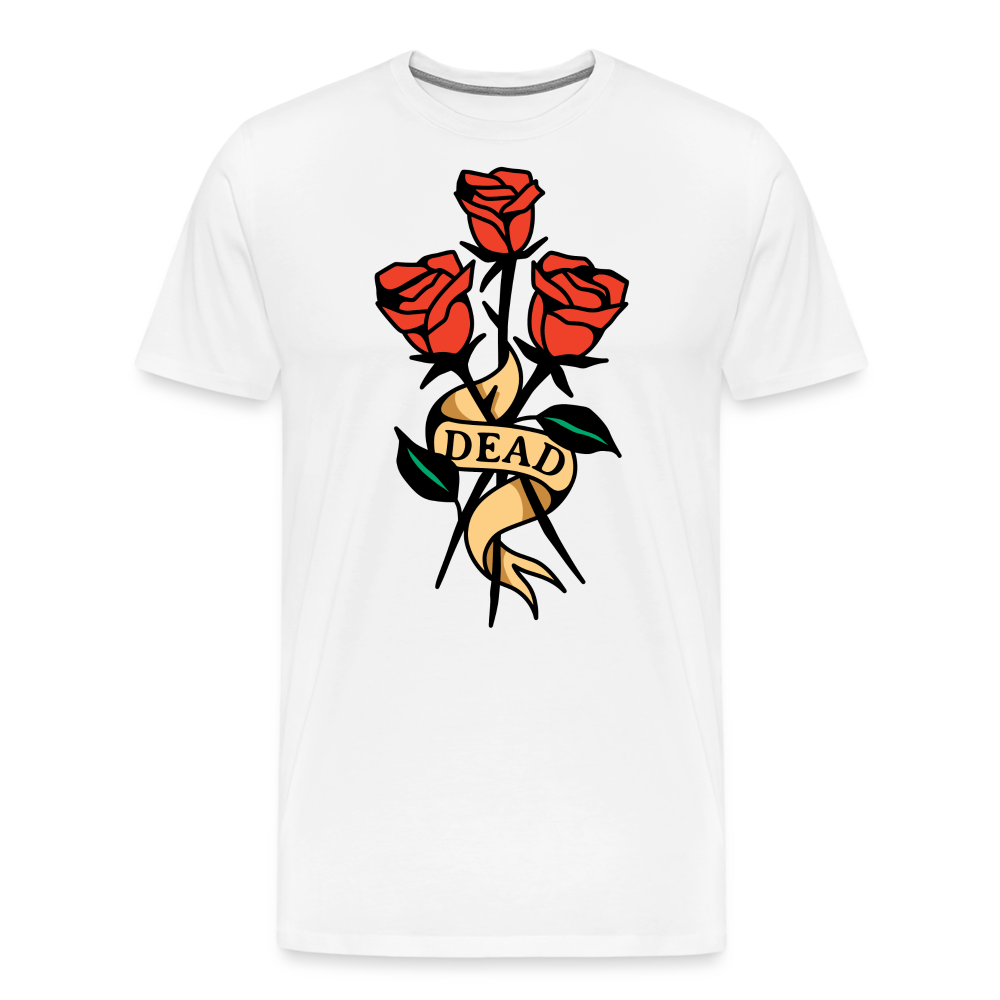 Dead Roses Skull Totenkopf Premium T-Shirt Herren - Weiß