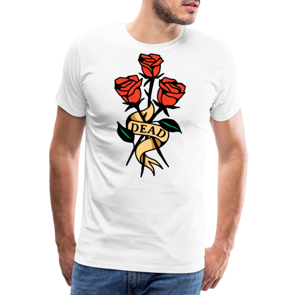 Dead Roses Skull Totenkopf Premium T-Shirt Herren - Weiß