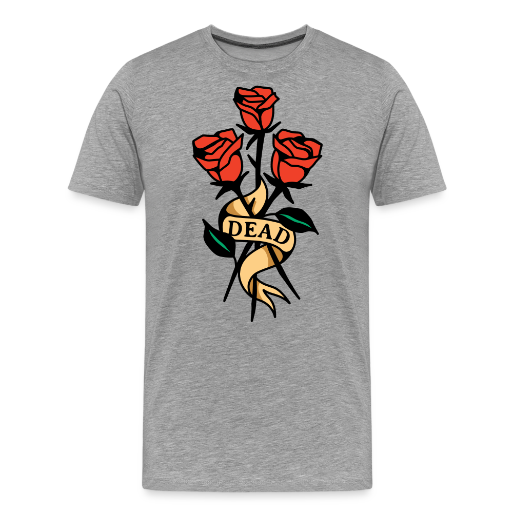 Dead Roses Skull Totenkopf Premium T-Shirt Herren - Grau meliert