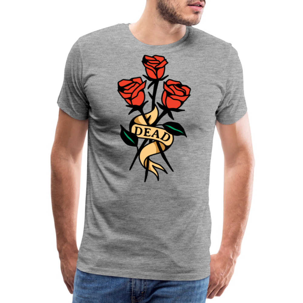 Dead Roses Skull Totenkopf Premium T-Shirt Herren - Grau meliert