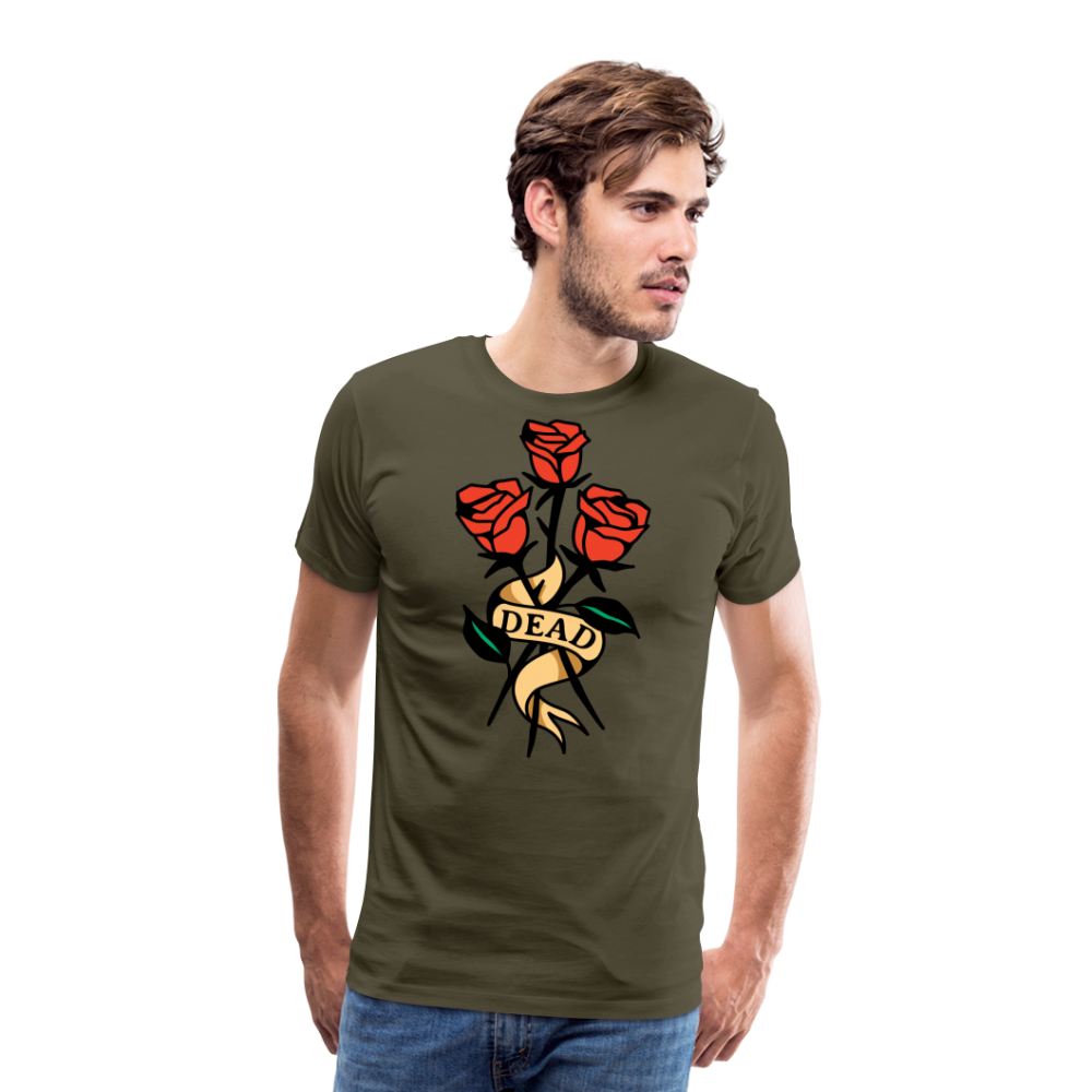 Dead Roses Skull Totenkopf Premium T-Shirt Herren - Khaki