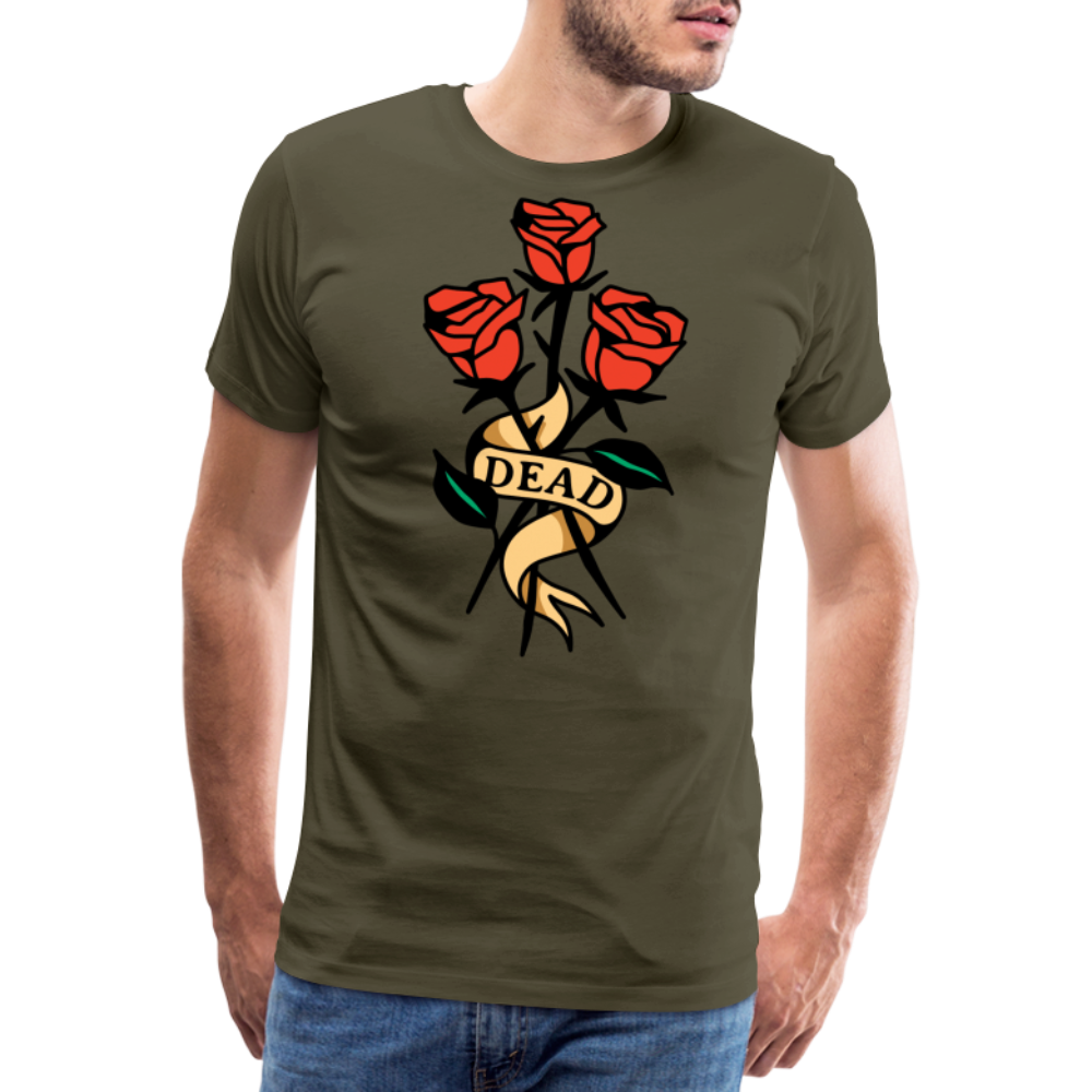 Dead Roses Skull Totenkopf Premium T-Shirt Herren - Khaki