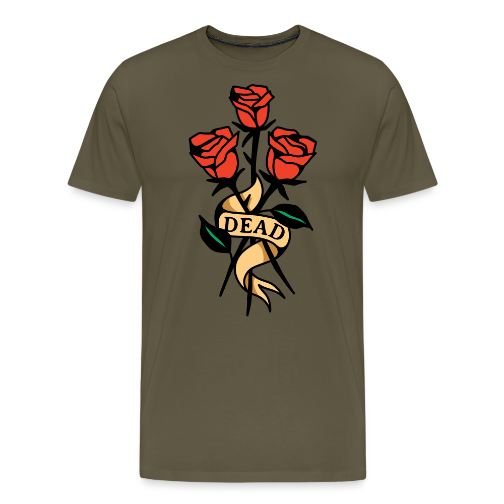 Dead Roses Skull Totenkopf Premium T-Shirt Herren - Khaki
