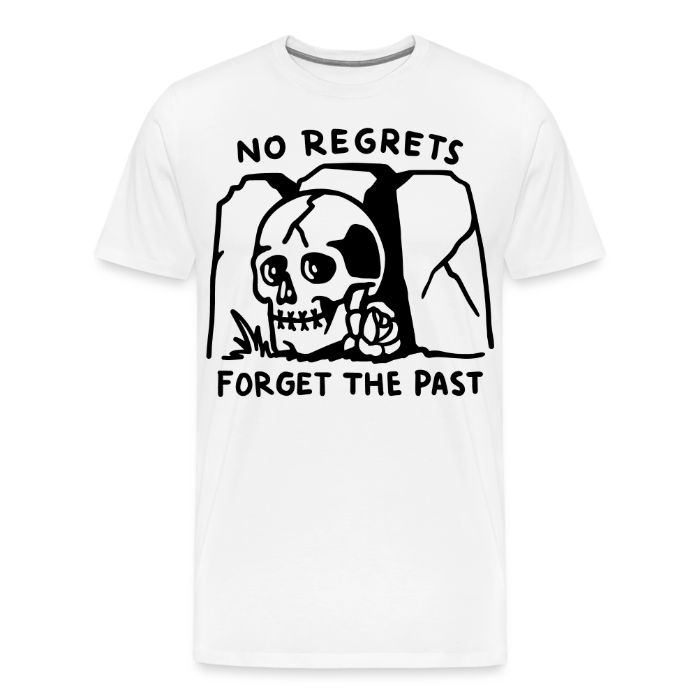 No Regrets Skull Totenkopf Premium T-Shirt Herren - Weiß