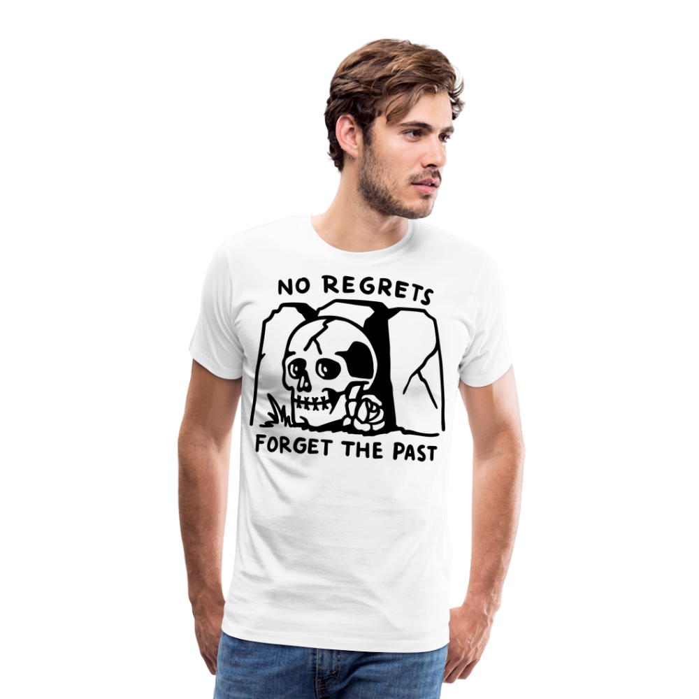 No Regrets Skull Totenkopf Premium T-Shirt Herren - Weiß