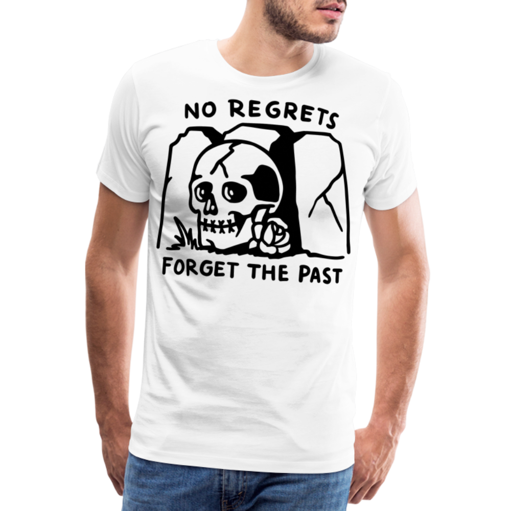 No Regrets Skull Totenkopf Premium T-Shirt Herren - Weiß