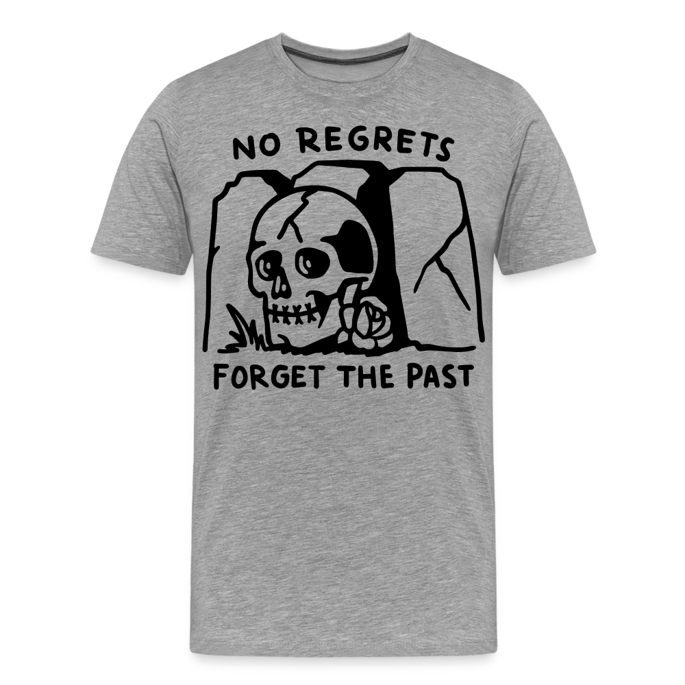 No Regrets Skull Totenkopf Premium T-Shirt Herren - Grau meliert