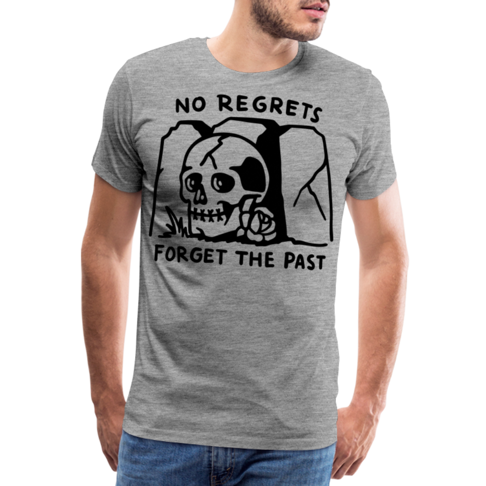 No Regrets Skull Totenkopf Premium T-Shirt Herren - Grau meliert