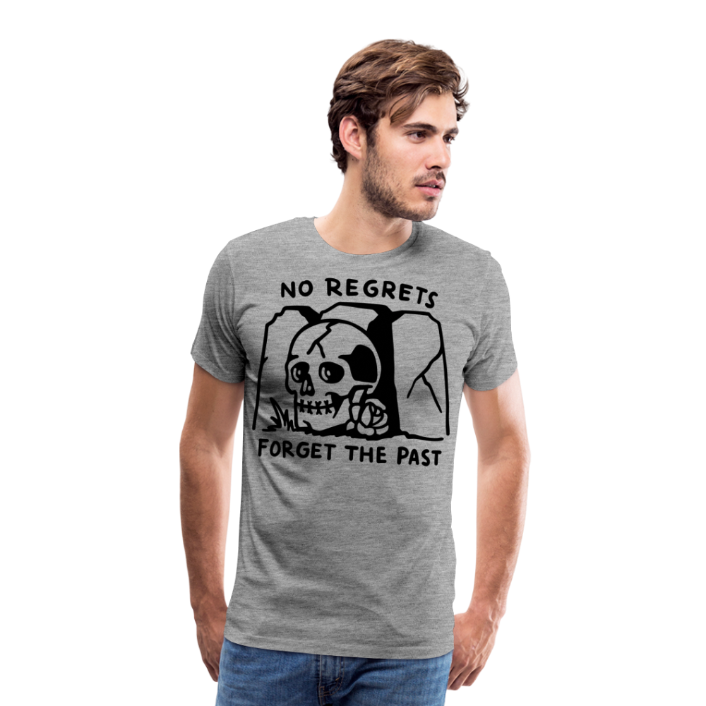 No Regrets Skull Totenkopf Premium T-Shirt Herren - Grau meliert