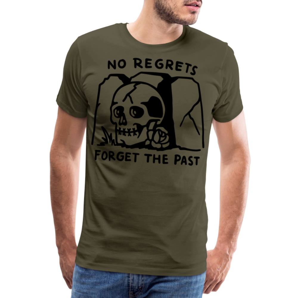 No Regrets Skull Totenkopf Premium T-Shirt Herren - Khaki