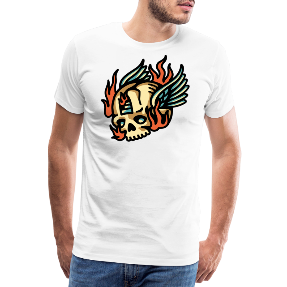 Skull Wing Skull Totenkopf Premium T-Shirt Herren - Weiß