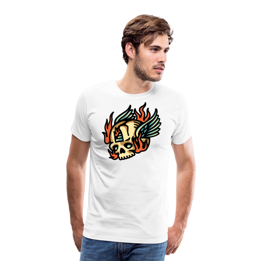 Skull Wing Skull Totenkopf Premium T-Shirt Herren - Weiß