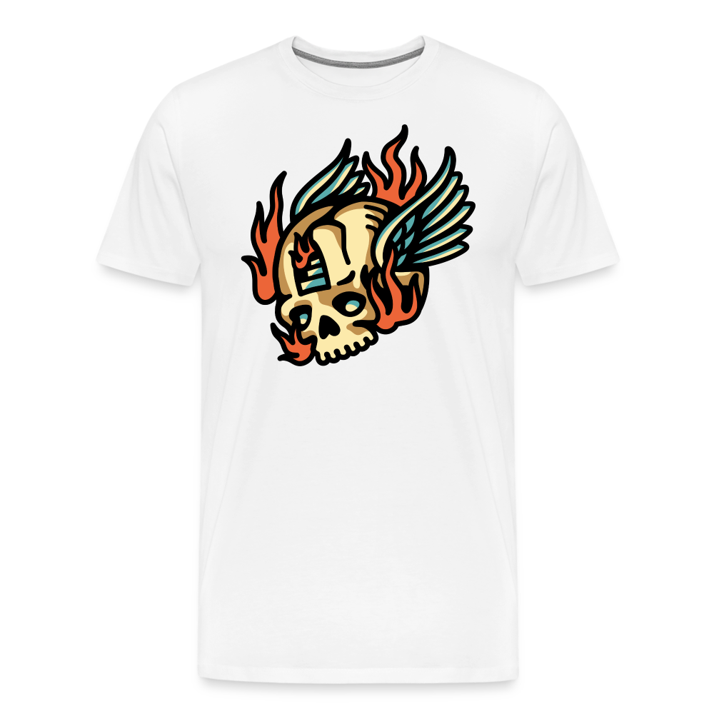 Skull Wing Skull Totenkopf Premium T-Shirt Herren - Weiß