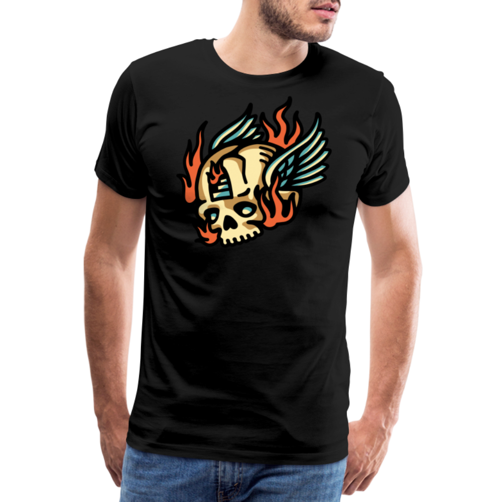 Skull Wing Skull Totenkopf Premium T-Shirt Herren - Schwarz